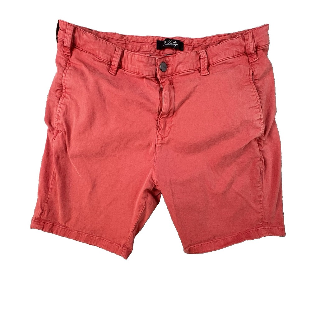 34 Heritage Men's 38 Salmon Chino Shorts Tencel Stretch Flat Front Casual